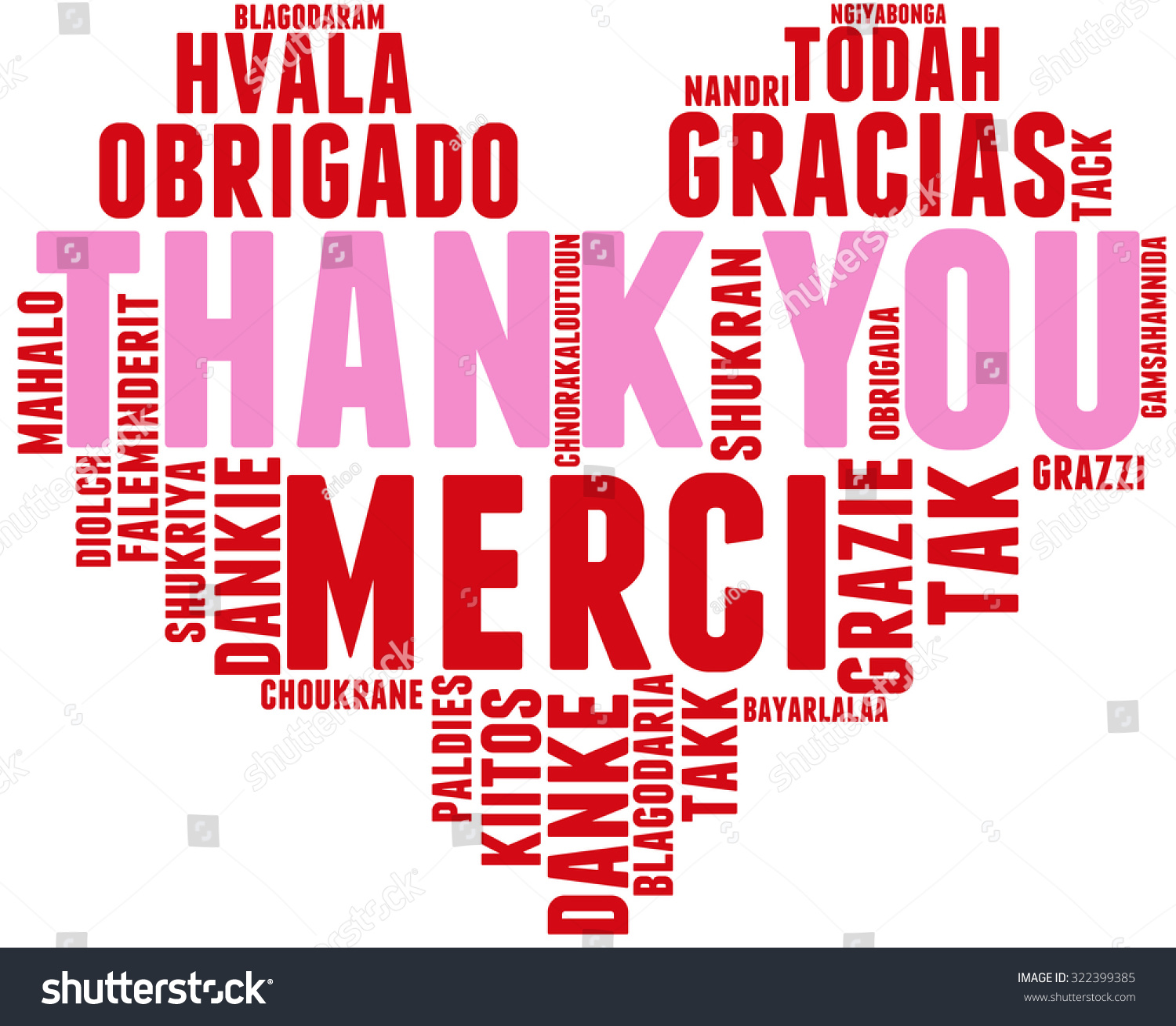 International Thank You Heart Shaped Word Stock Vector (Royalty Free ...