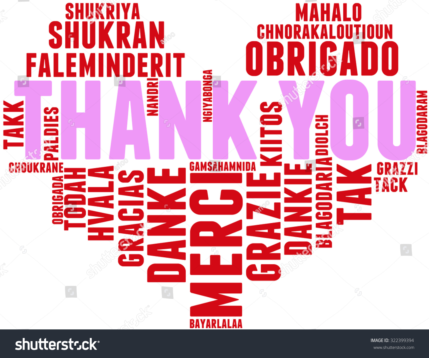 International Thank You Heart Shaped Word Stock Vector (Royalty Free ...