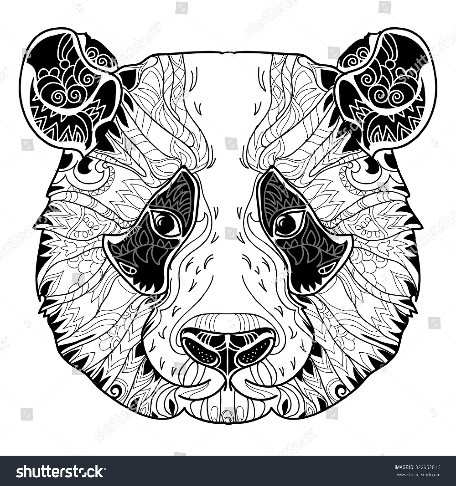 Антистресс раскраски панды голова