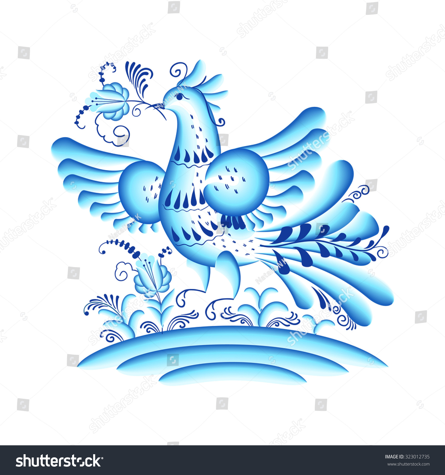 Синяя птица Гжель