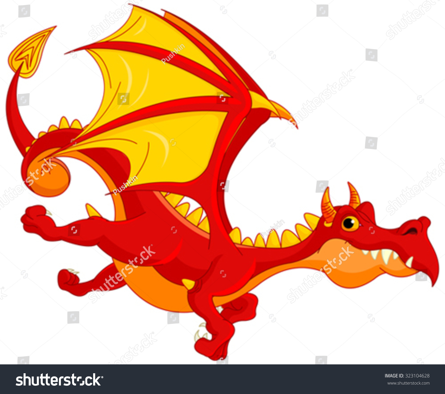 Illustration Cute Dragon Flying Stock Vector (Royalty Free) 323104628 ...