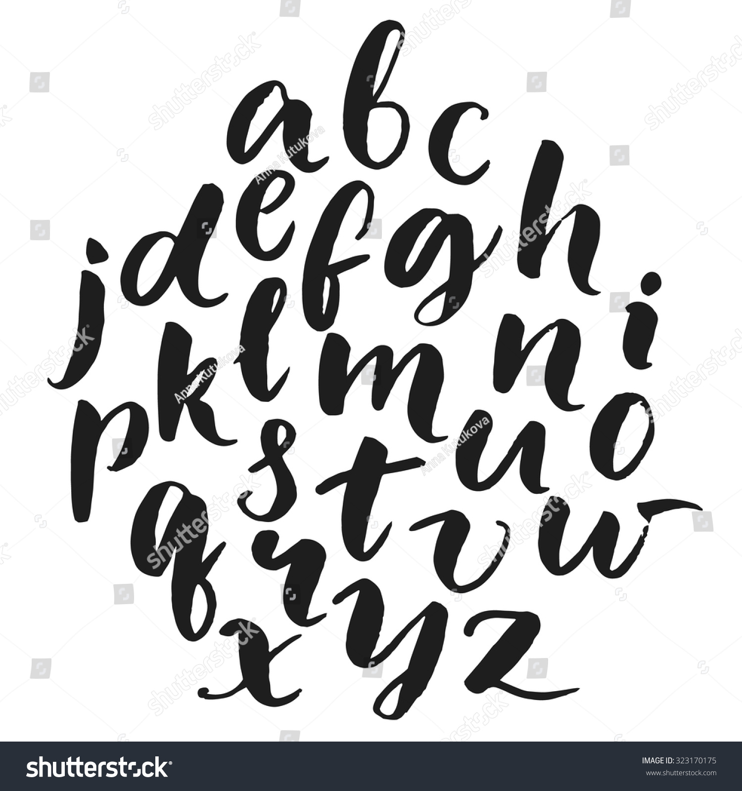 Typography Poster Lowercase English Alphabet Round Stock Vector ...