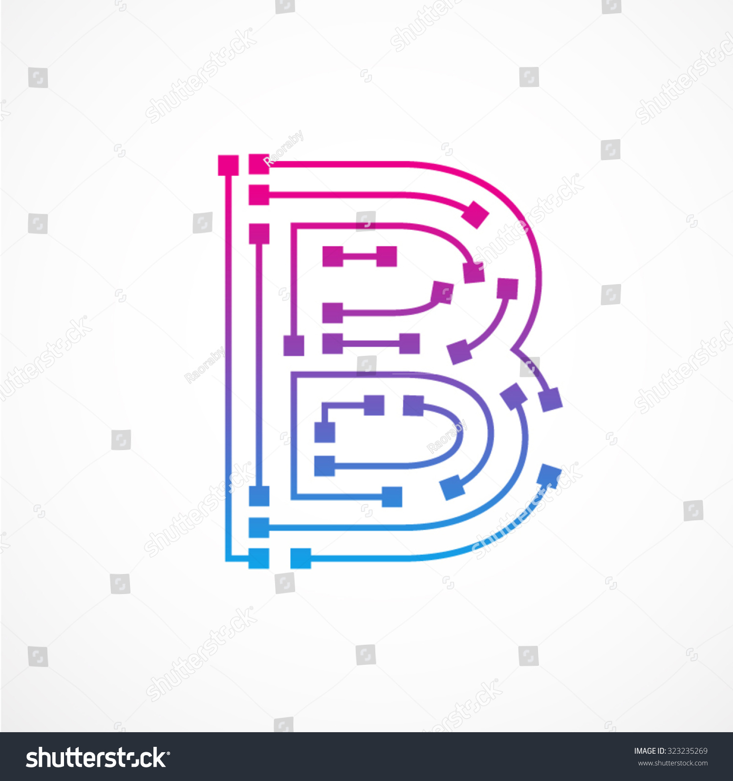 Abstract Letter B Logo Design Templatetechnologyelectronicsdigitaldot ...