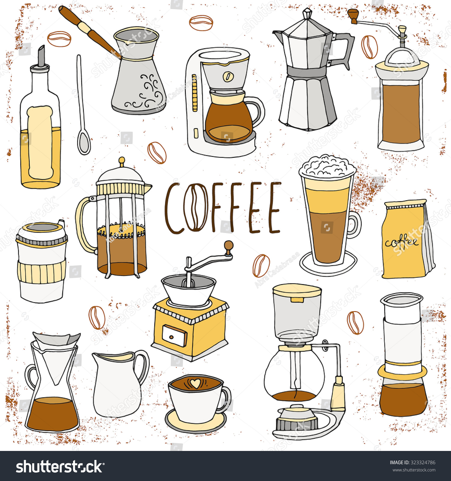 Coffee Collection Isolated On White Background Stock Vector (royalty 