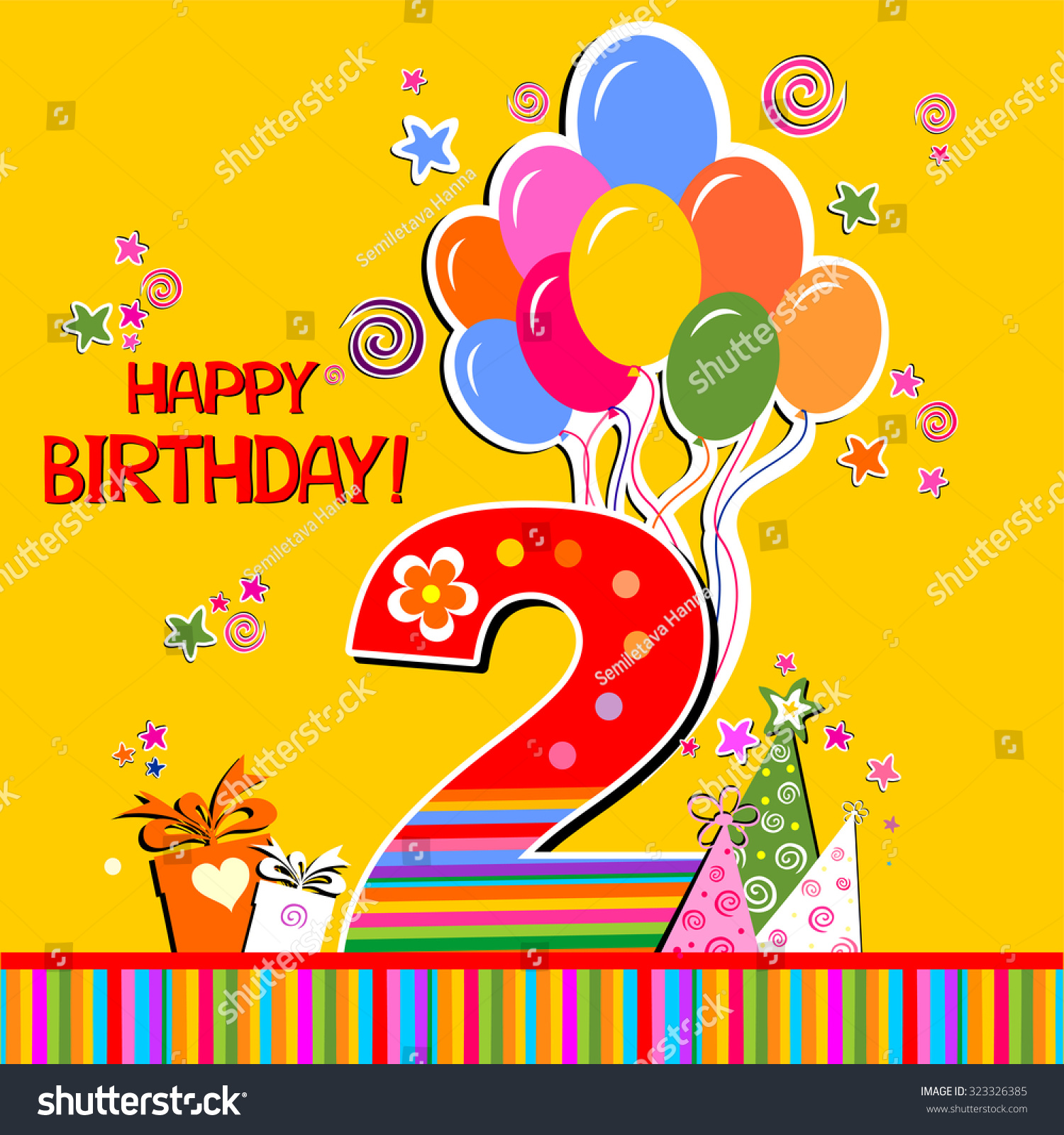 Happy Birthday Card Celebration Yellow Background Stock Vector (Royalty ...