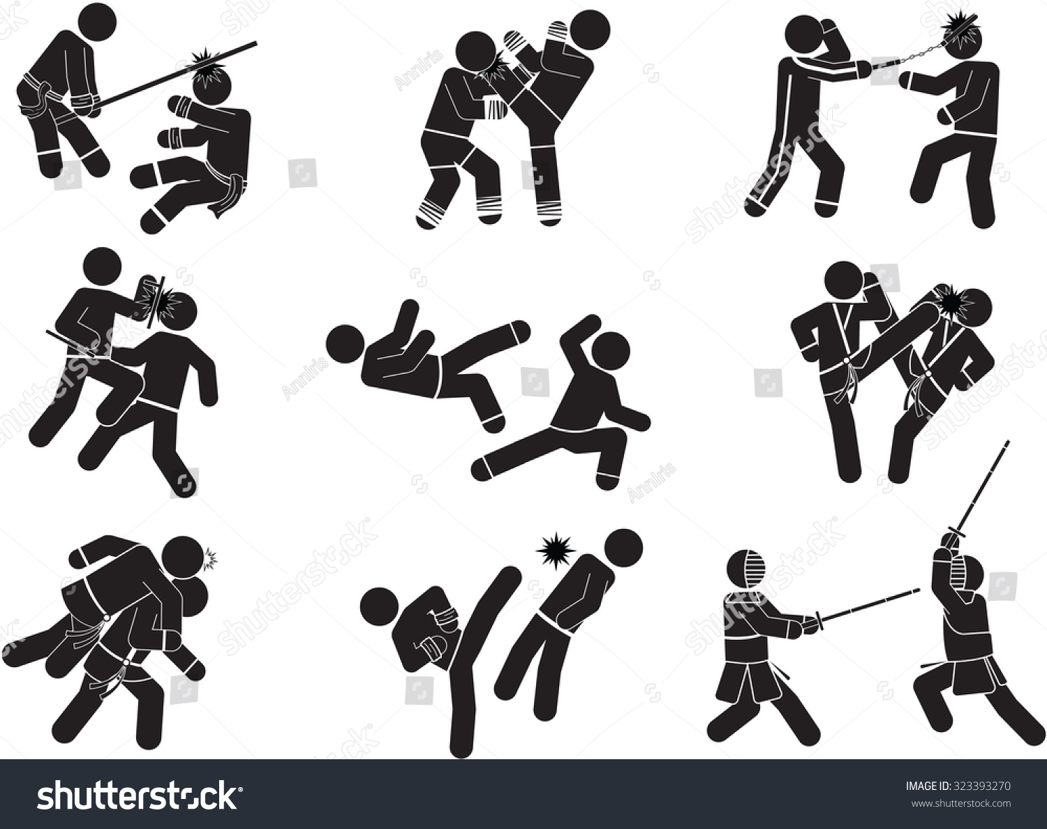 Illustration Martial Arts Icon Set Stock Vector (Royalty Free ...