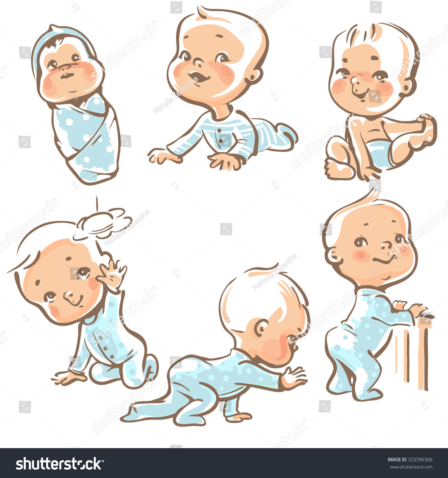 Set Cute Baby Boys Growth Newborn Stock Vector (Royalty Free) 323396306 ...