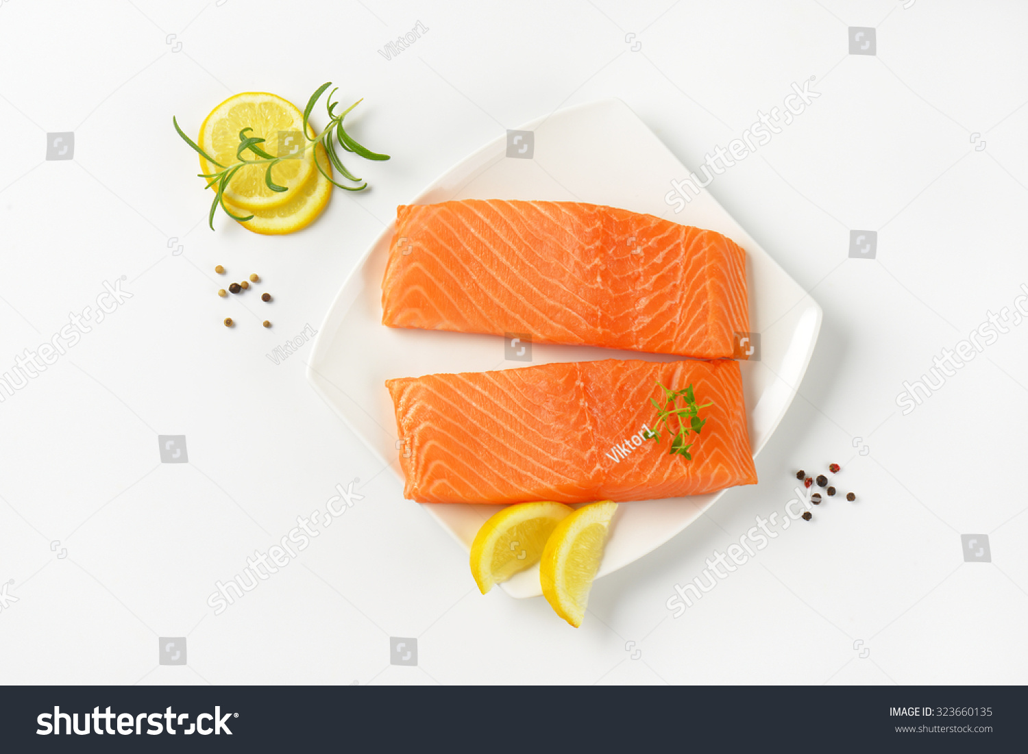 Two Raw Salmon Fillets On White Stock Photo 323660135 | Shutterstock