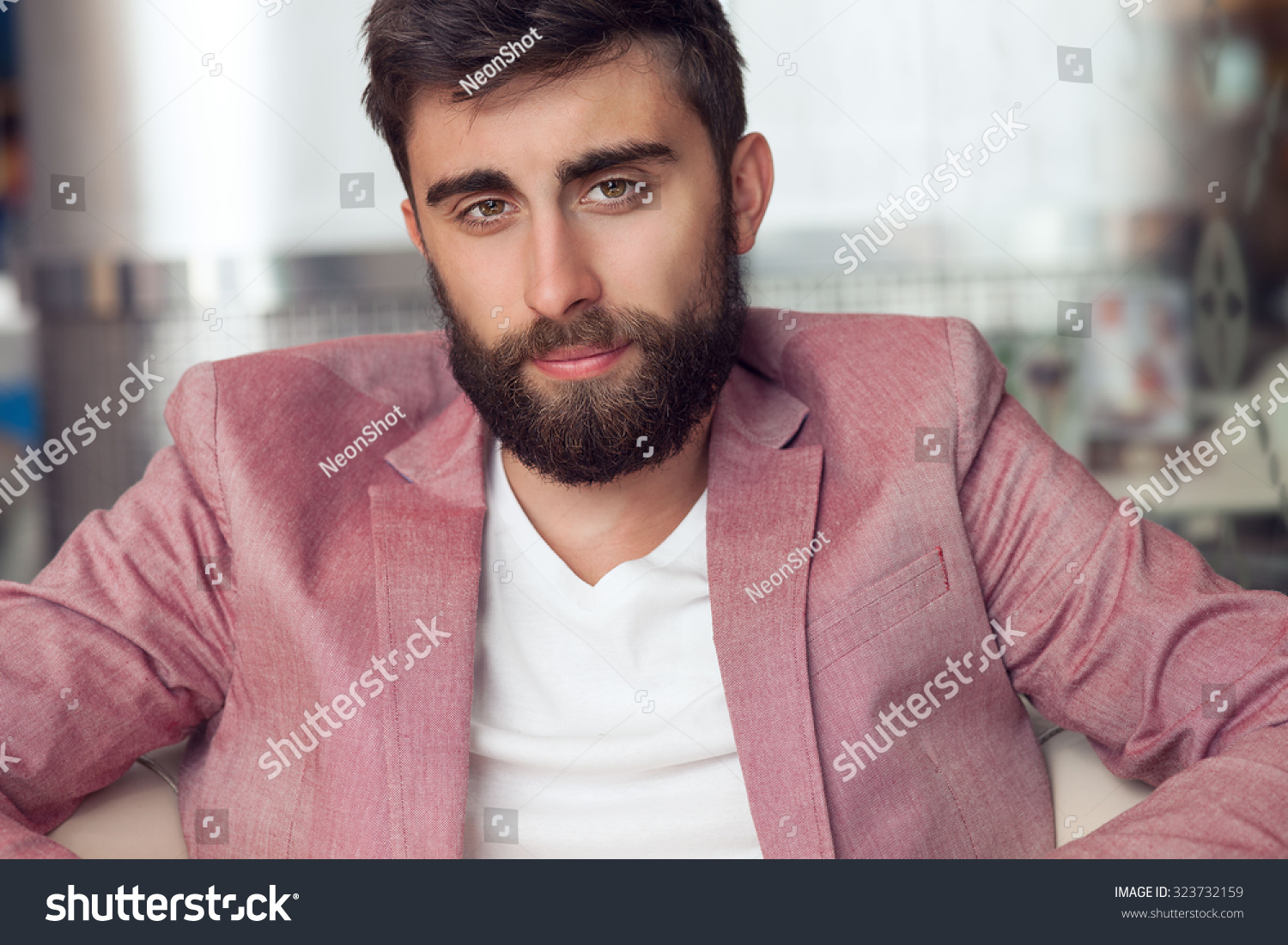 Handsome Young Elegant Man Sitting Relaxing Stock Photo 323732159 ...