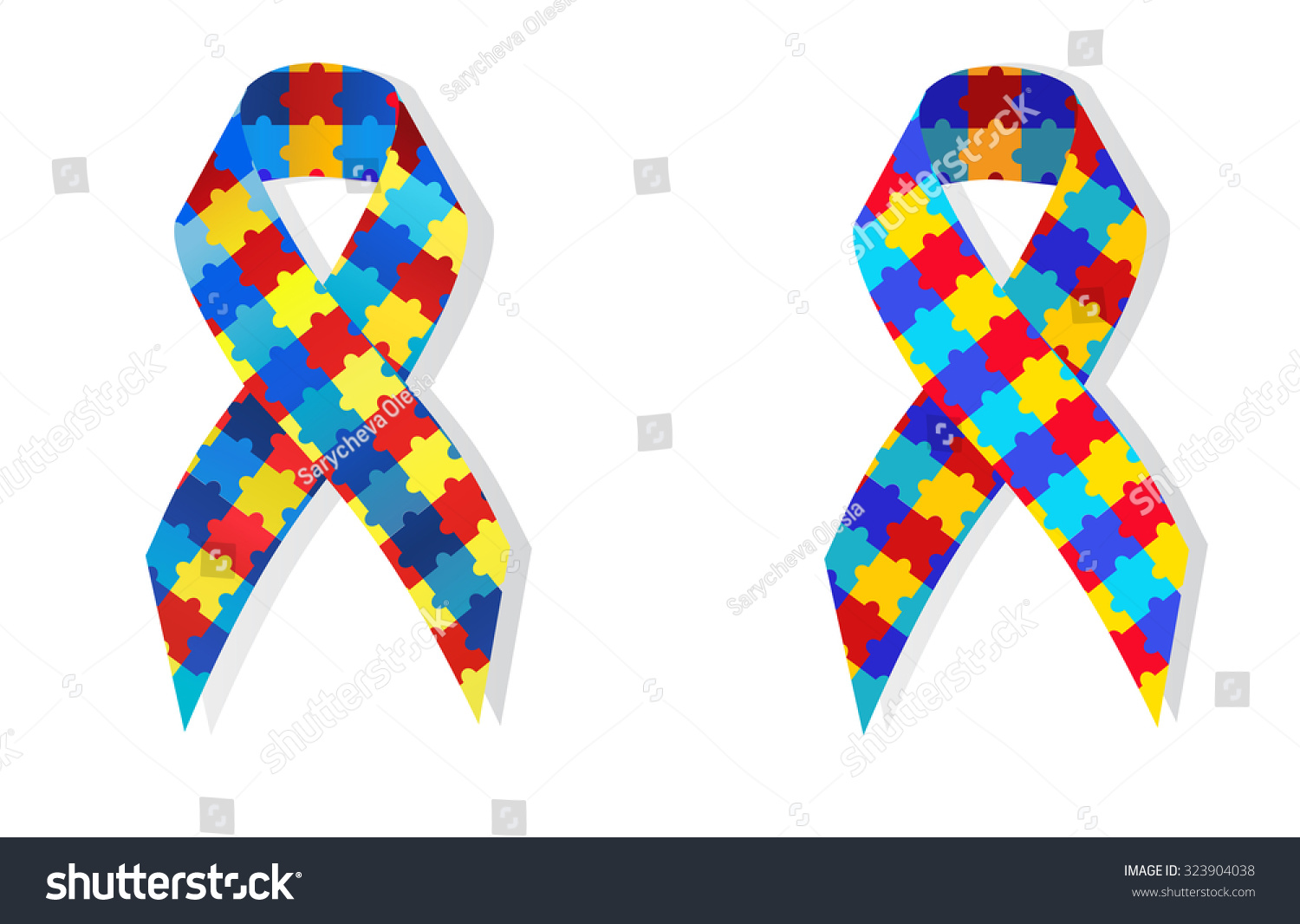 Puzzle Ribbon Autism Awareness Stock Vector Royalty Free Shutterstock