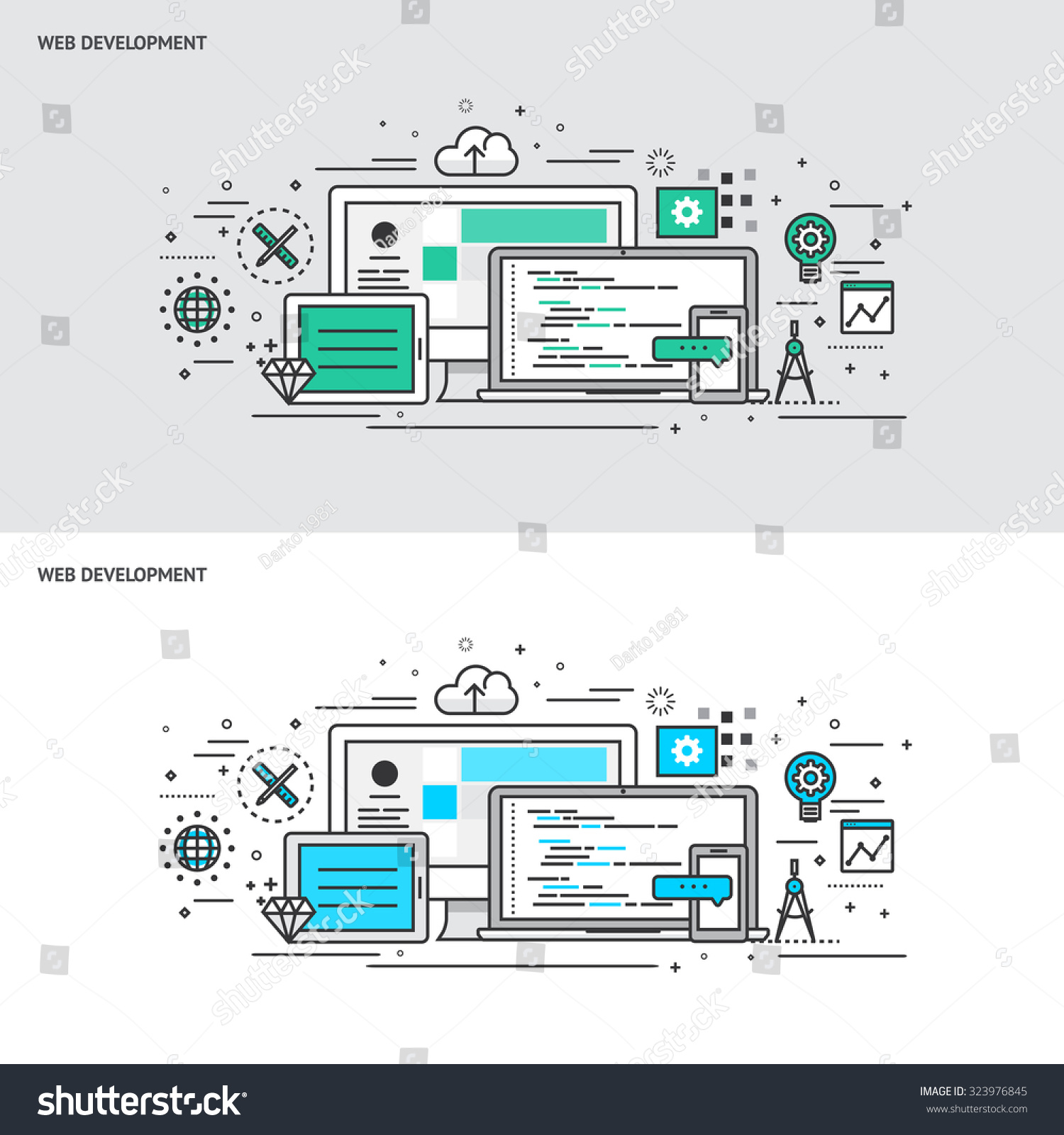 Thin Line Flat Design Concept Banners Stock Vector (Royalty Free ...