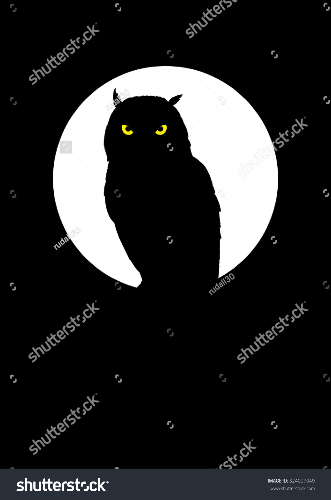 Silhouette Owl On Full Moon Stock Vector (Royalty Free) 324007049 ...