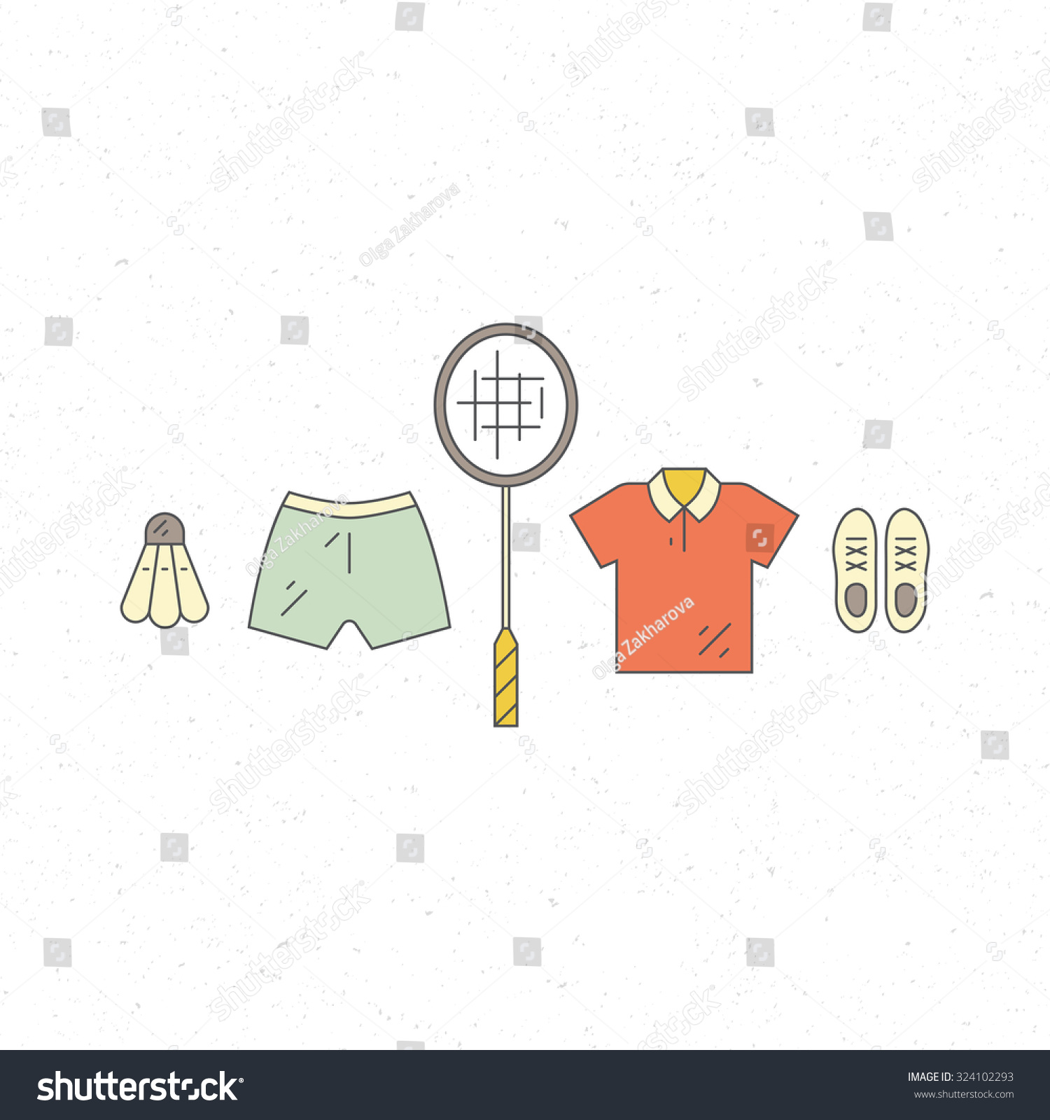 Vector Line Set Badminton Uniform Sport Stock Vector (Royalty Free ...