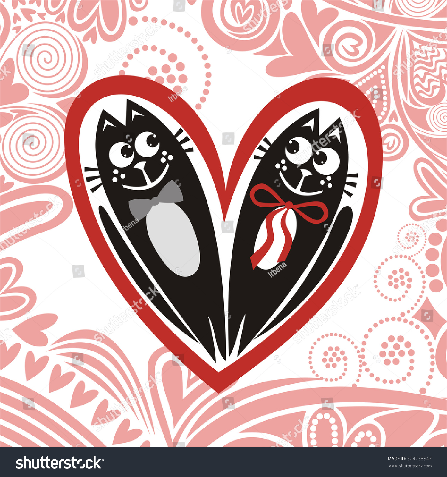 Cats Heart Love Vector Illustration Stock Vector Royalty Free Shutterstock