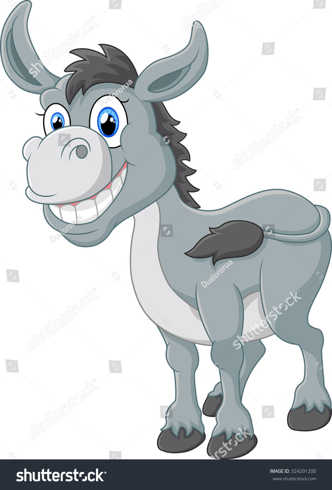 Cartoon Donkey Smile Happy Stock Vector (Royalty Free) 324291200 ...