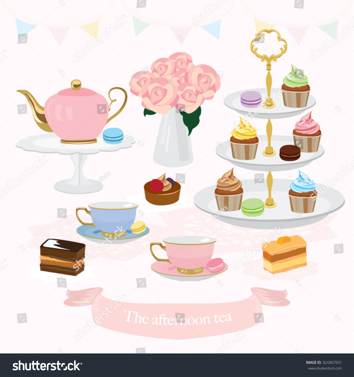 Afternoon Tea Vector Design Illustration Stock Vector Royalty Free 324367931 Shutterstock 