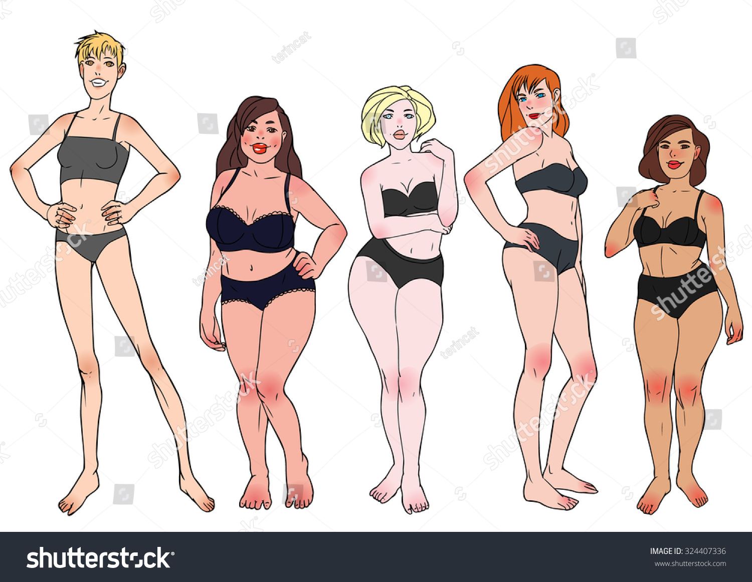 Женщина в полный рост референс разные телосложения