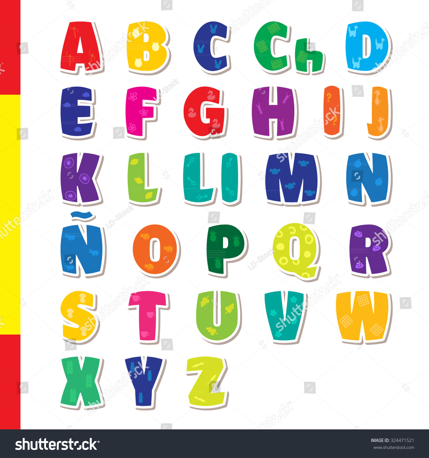 Cute Funny Childish Spanish Alphabet Vector Stock Vector (Royalty Free ...