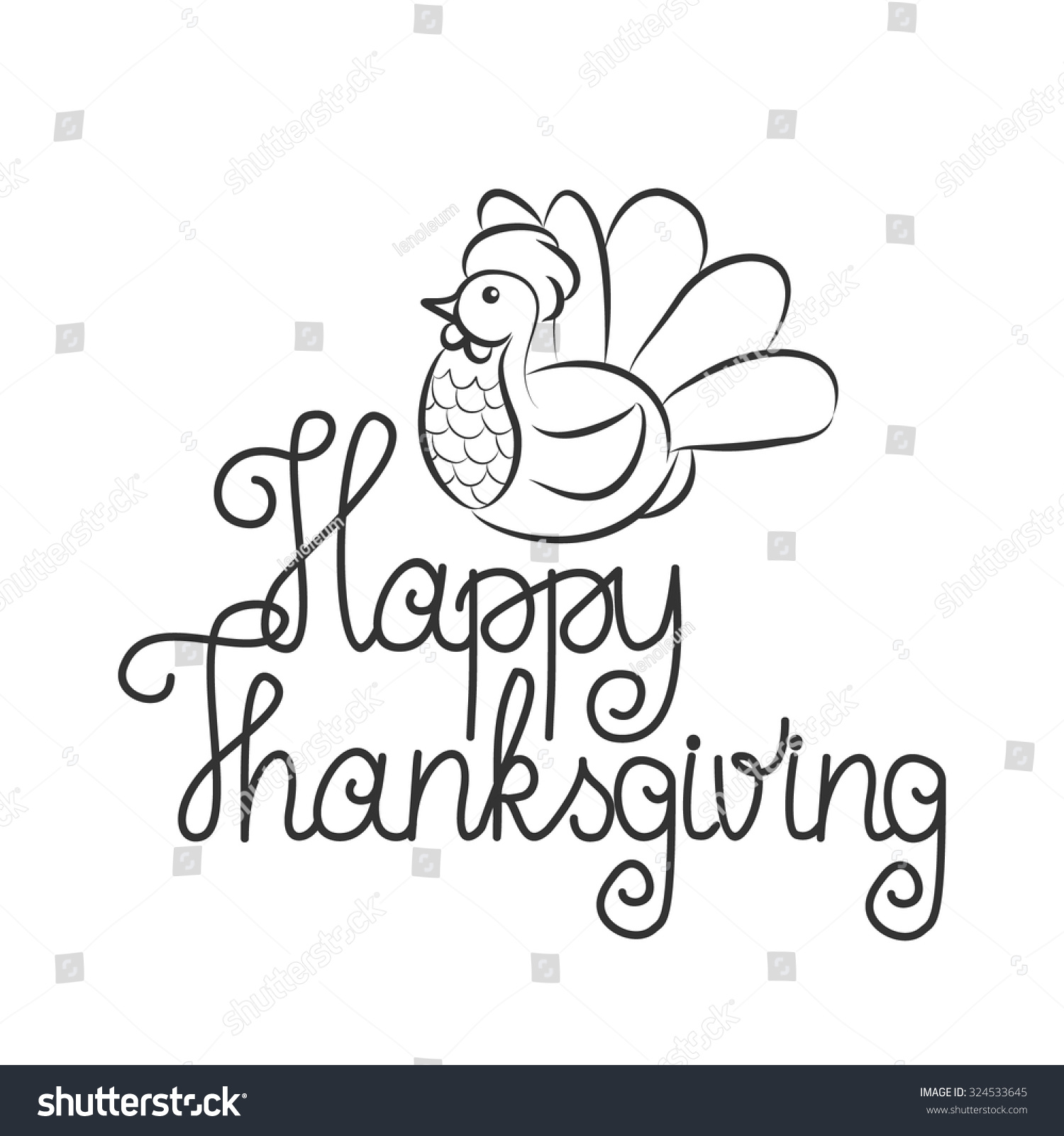 Handlettering Typography Poster Happy Thanksgiving Turkey Stock Vector  (Royalty Free) 324533645 | Shutterstock