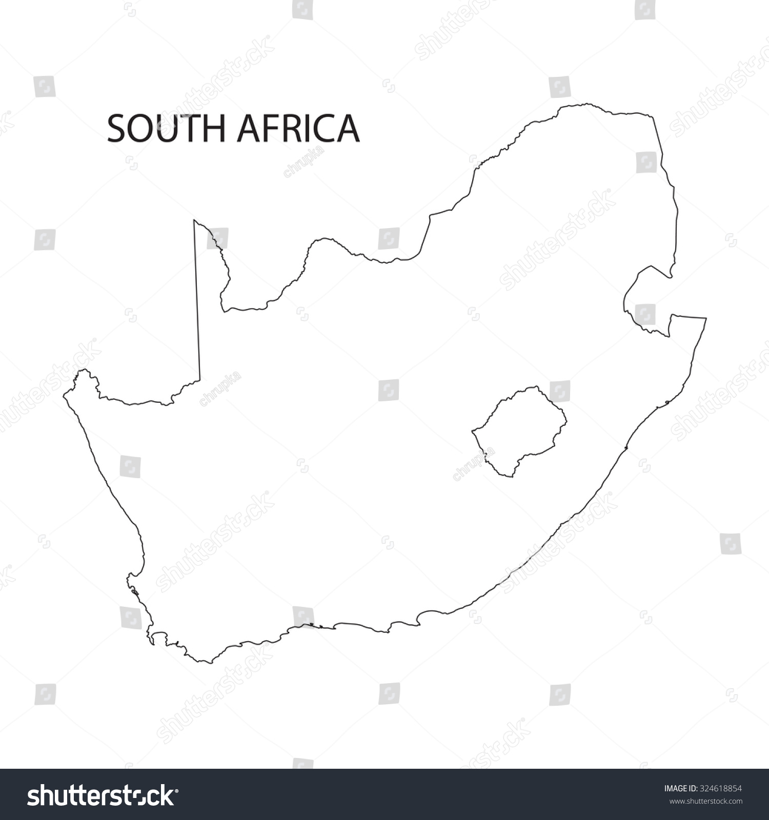 Outline South Africa Map Stock Vector (Royalty Free) 324618854 ...