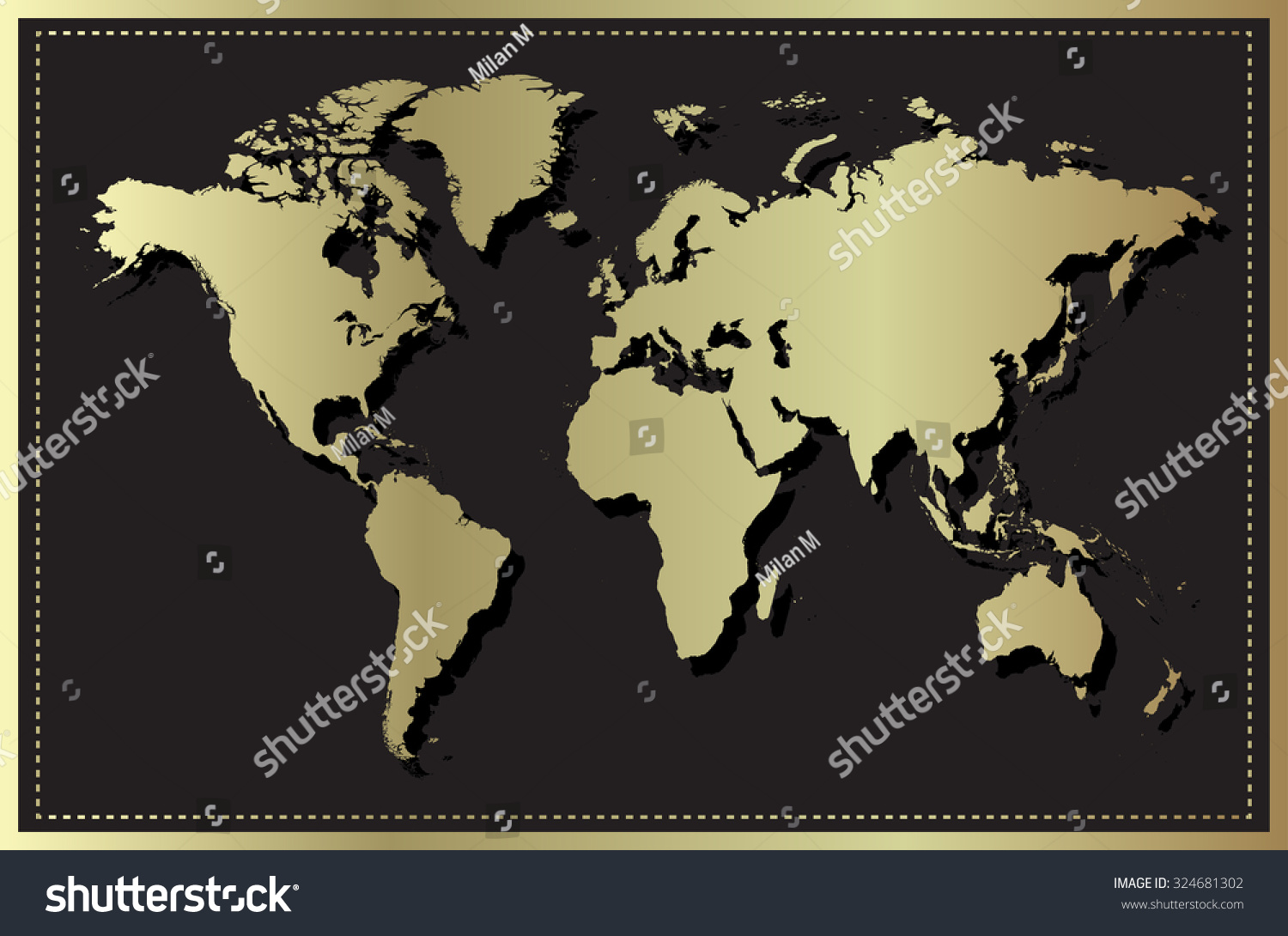 Metallic World Mapvector Illustration Stock Vector Royalty Free 324681302 Shutterstock 
