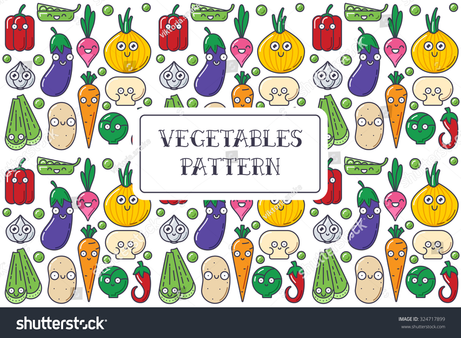 Cartoon Vegetables Pattern Flat Stock Vector (Royalty Free) 324717899 ...