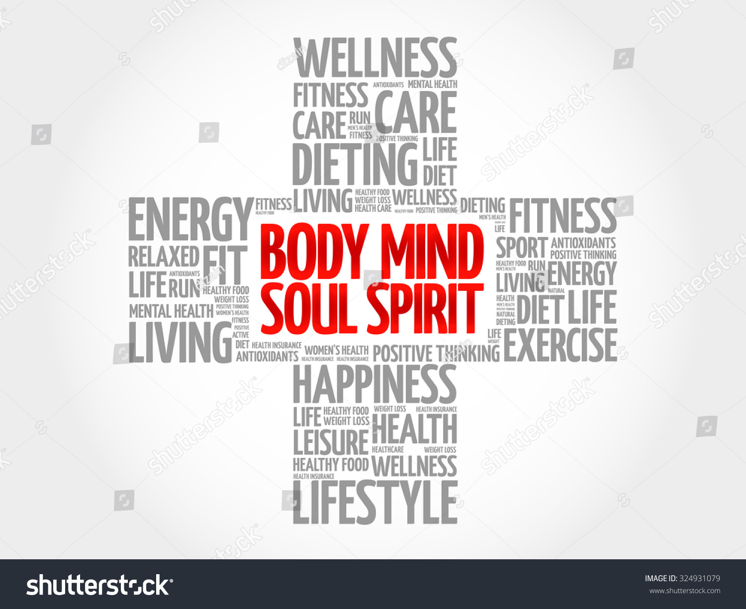 Body Mind Soul Spirit Word Cloud Stock Vector Royalty Free 324931079