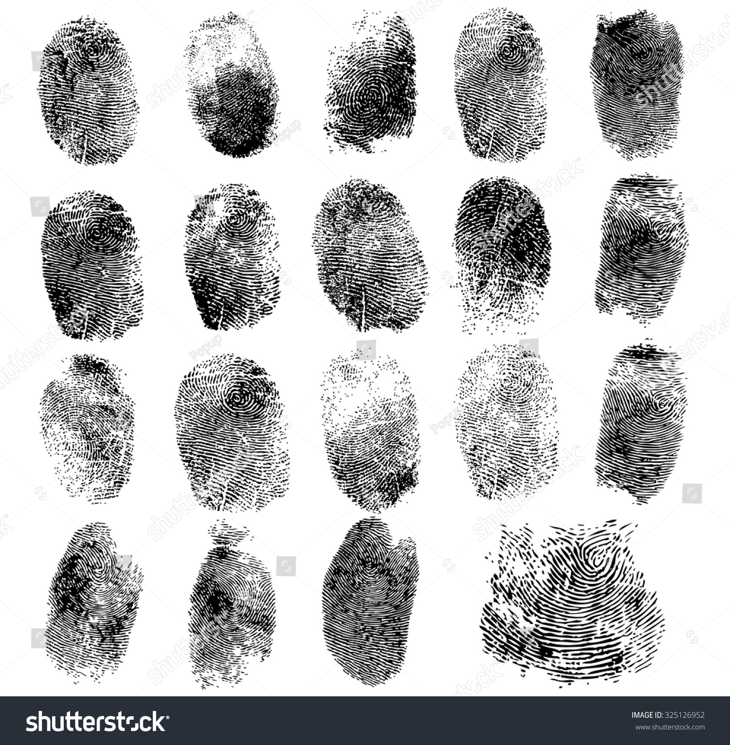 Set Fingerprints Vector Illustration Isolated On Stock Vector Royalty