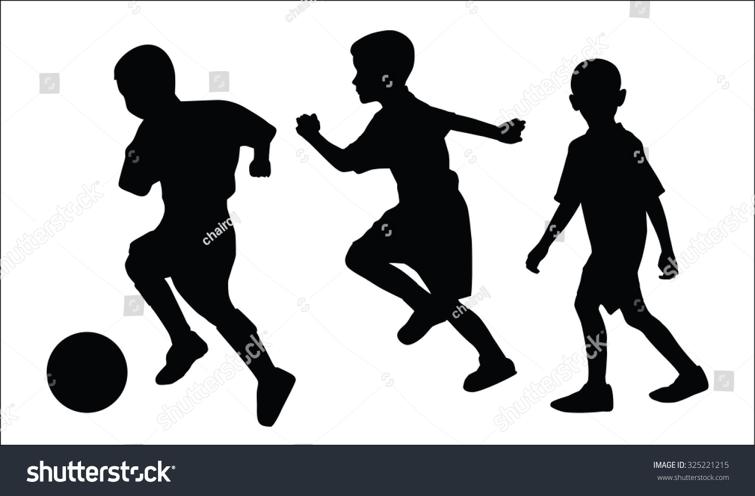 Silhouettes Vector Children Football Playing Stock Vector (Royalty Free ...