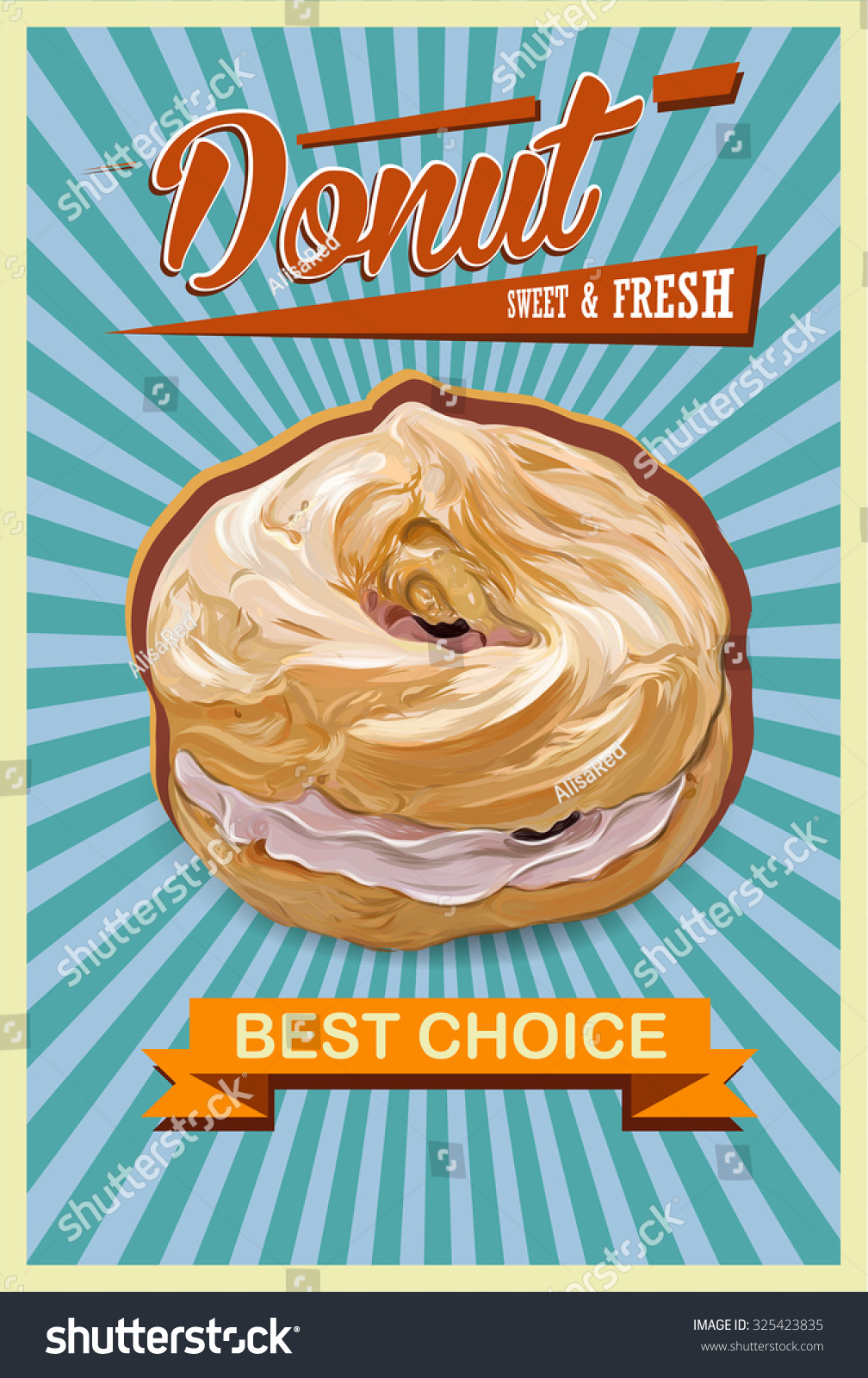 Retro Donut Poster Promotional Sign Vector Stock Vector Royalty Free 325423835 Shutterstock 7052