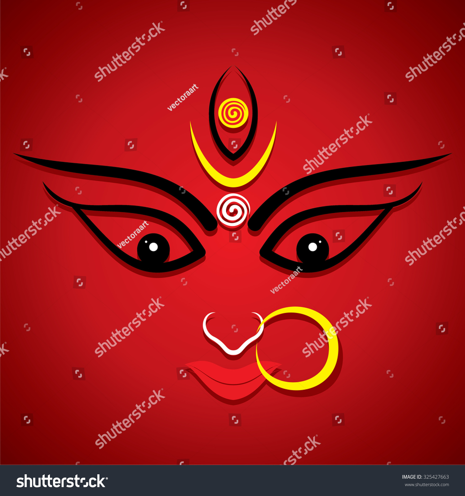 Navratri Festival Celebrate Maa Durga Face Stock Vector (Royalty Free ...