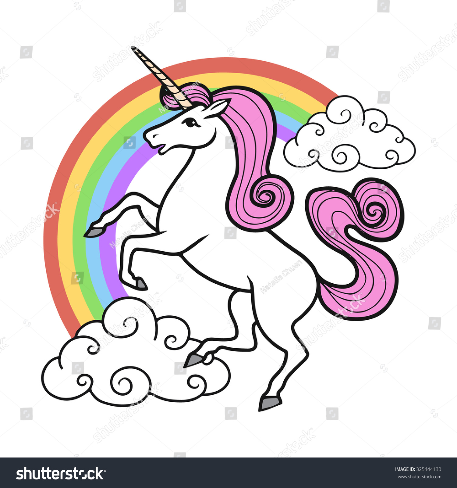 Cartoon Vector Unicorn Rainbow Clouds Stock Vector (Royalty Free ...