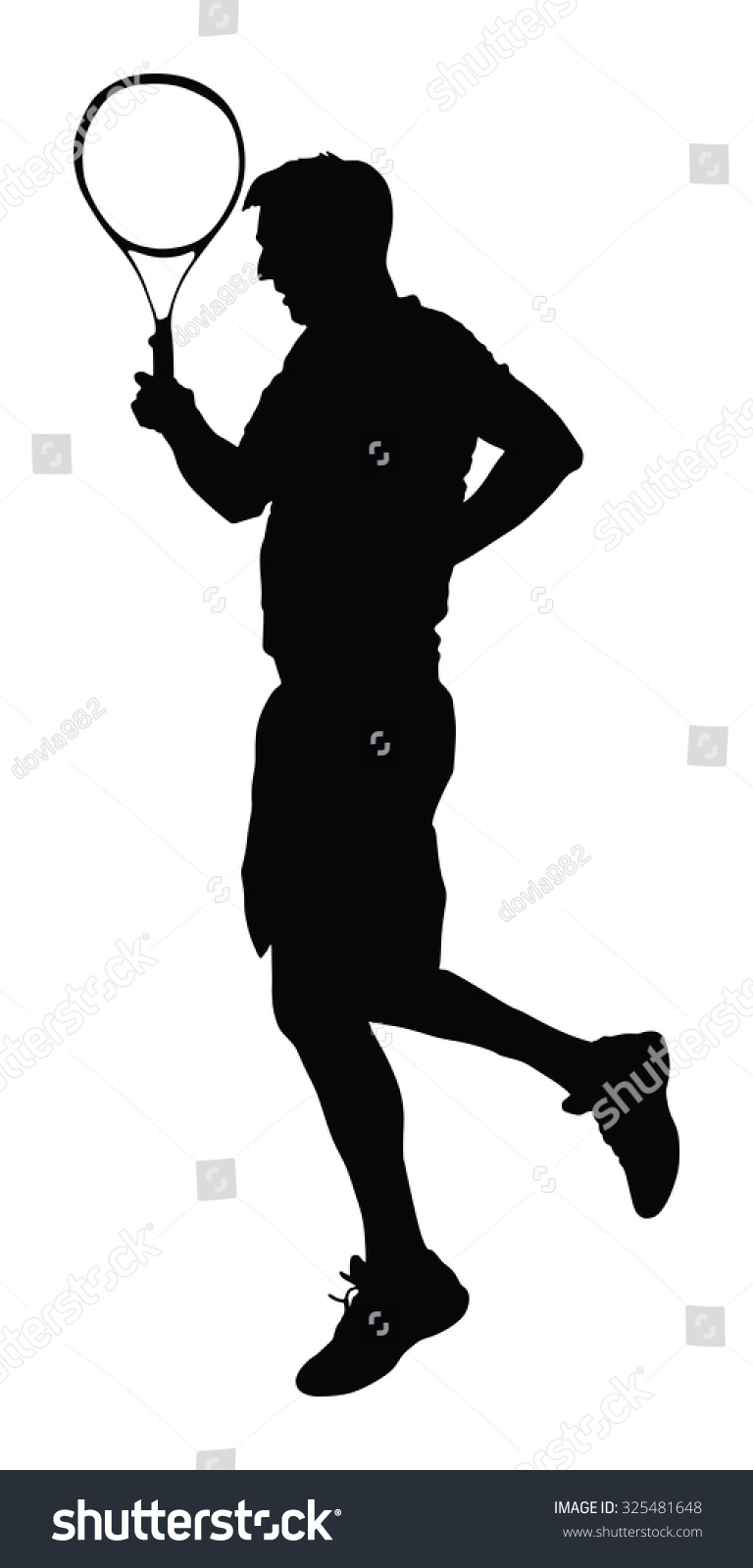 Man Tennis Player Vector Silhouette Illustration Stock Vector (Royalty ...