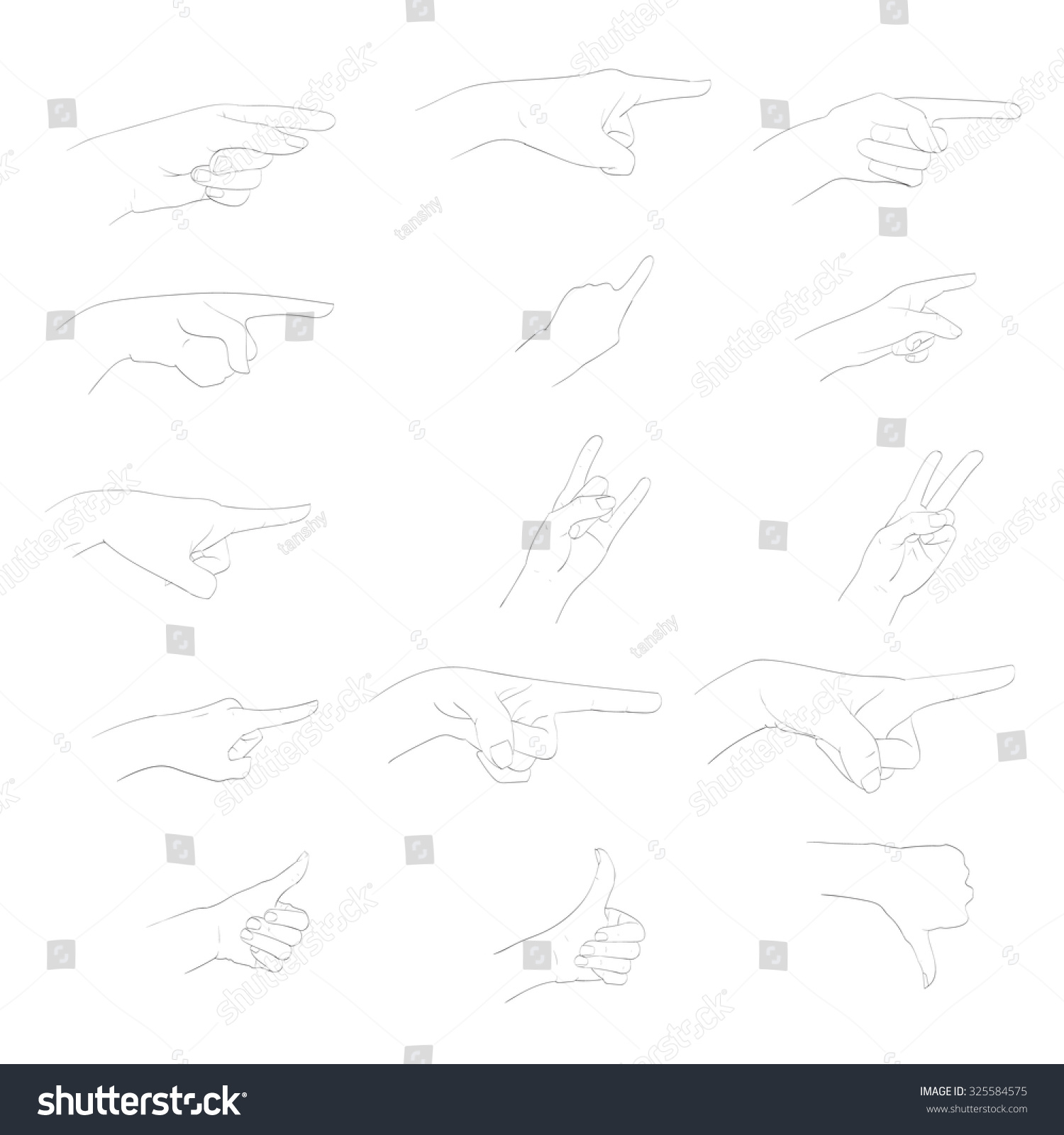 Hand Pointer Finger Hand Gestures Vector Stock Vector (Royalty Free ...