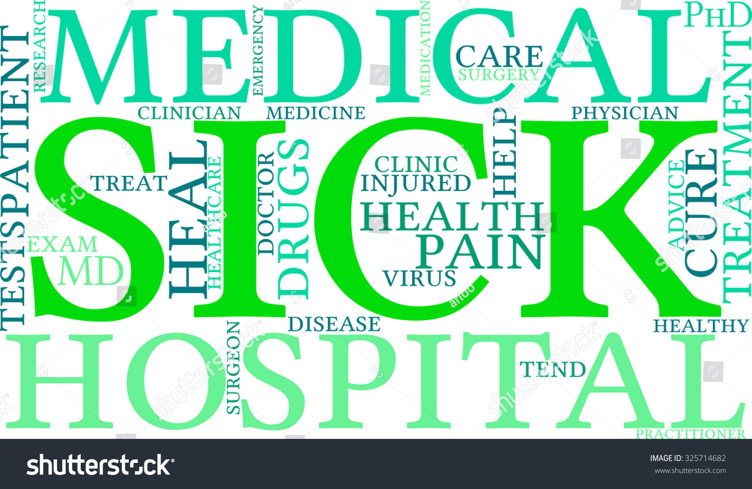 Sick Word Cloud On White Background Stock Vector (Royalty Free ...