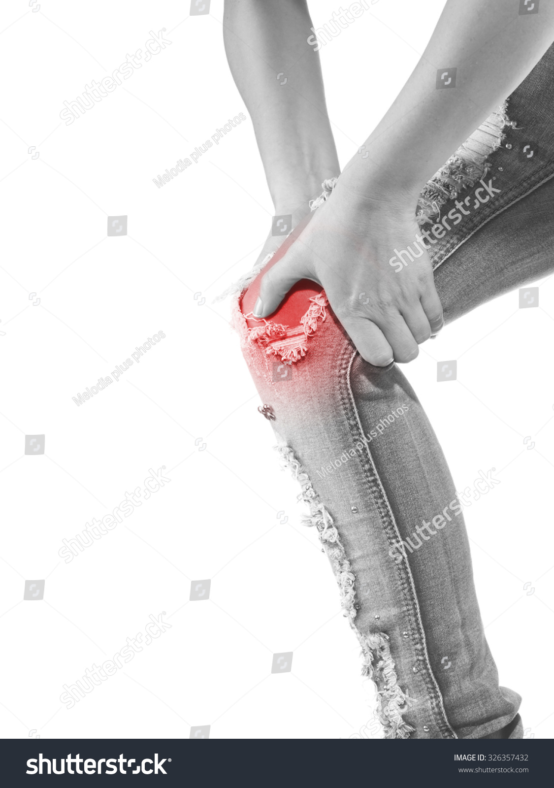 Pain Woman Knee Female Holding Hands Stock Photo 326357432 Shutterstock