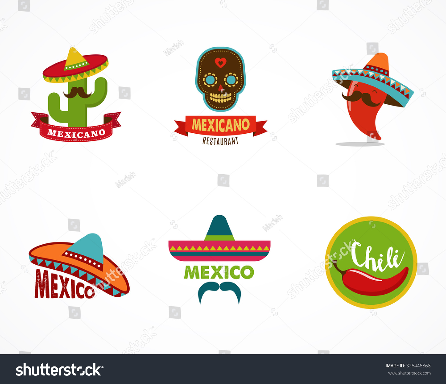 Mexican Food Icons Menu Elements Restaurant Stock Vector (Royalty Free ...