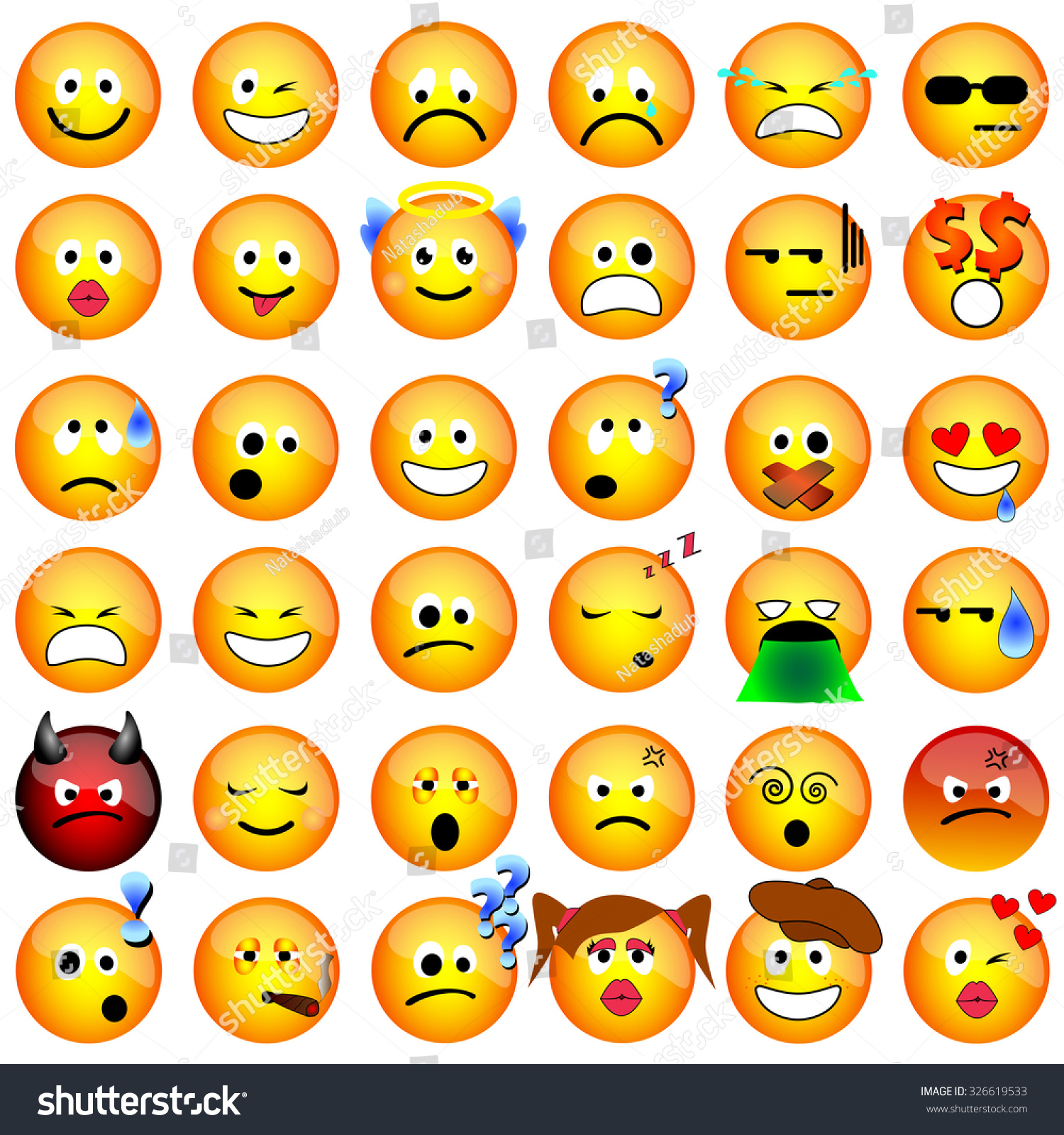 Orange Color Emotions Set Stock Vector (Royalty Free) 326619533 ...