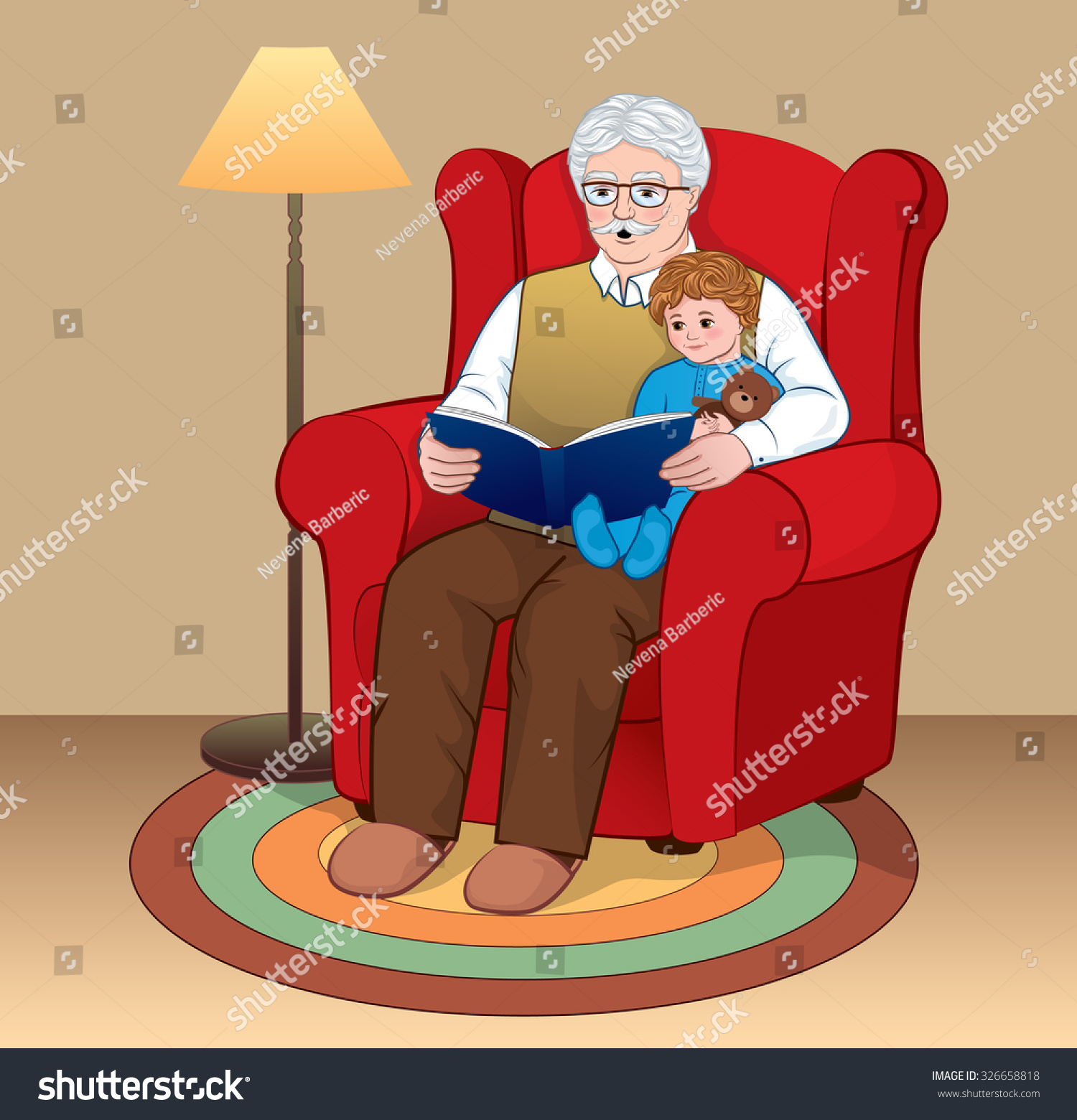 Мультяшный дед и внук