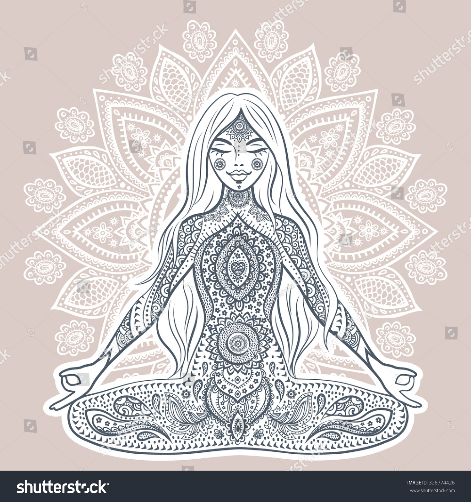 Vintage Vector Illustration Beautiful Yoga Girl Stock Vector (Royalty ...