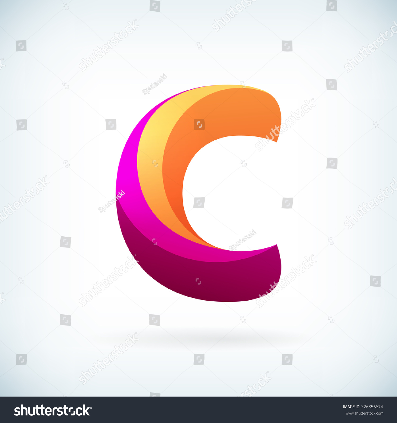 Modern Twisted Letter C Icon Design Stock Vector (Royalty Free ...