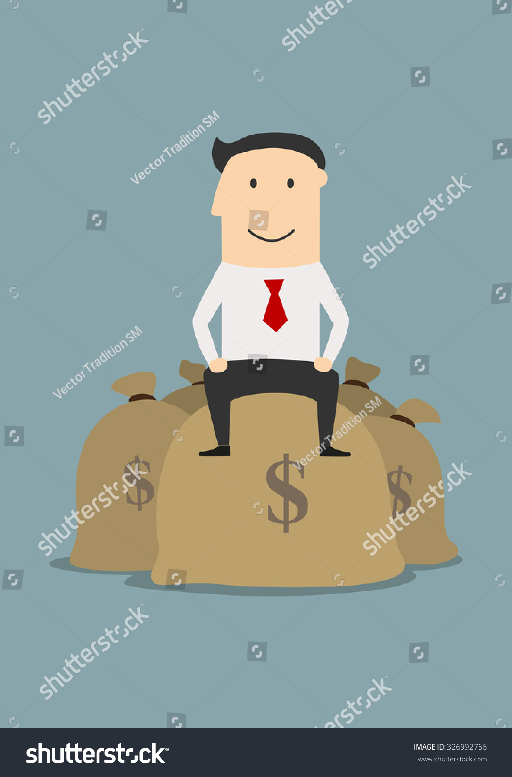 Wealthy Successful Cartoon Businessman Sitting On Stock Vector (Royalty ...