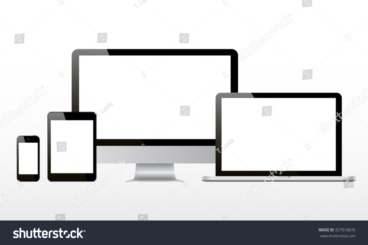 Set Realistic Computer Monitor Computer Laptop Stock Vector (Royalty ...