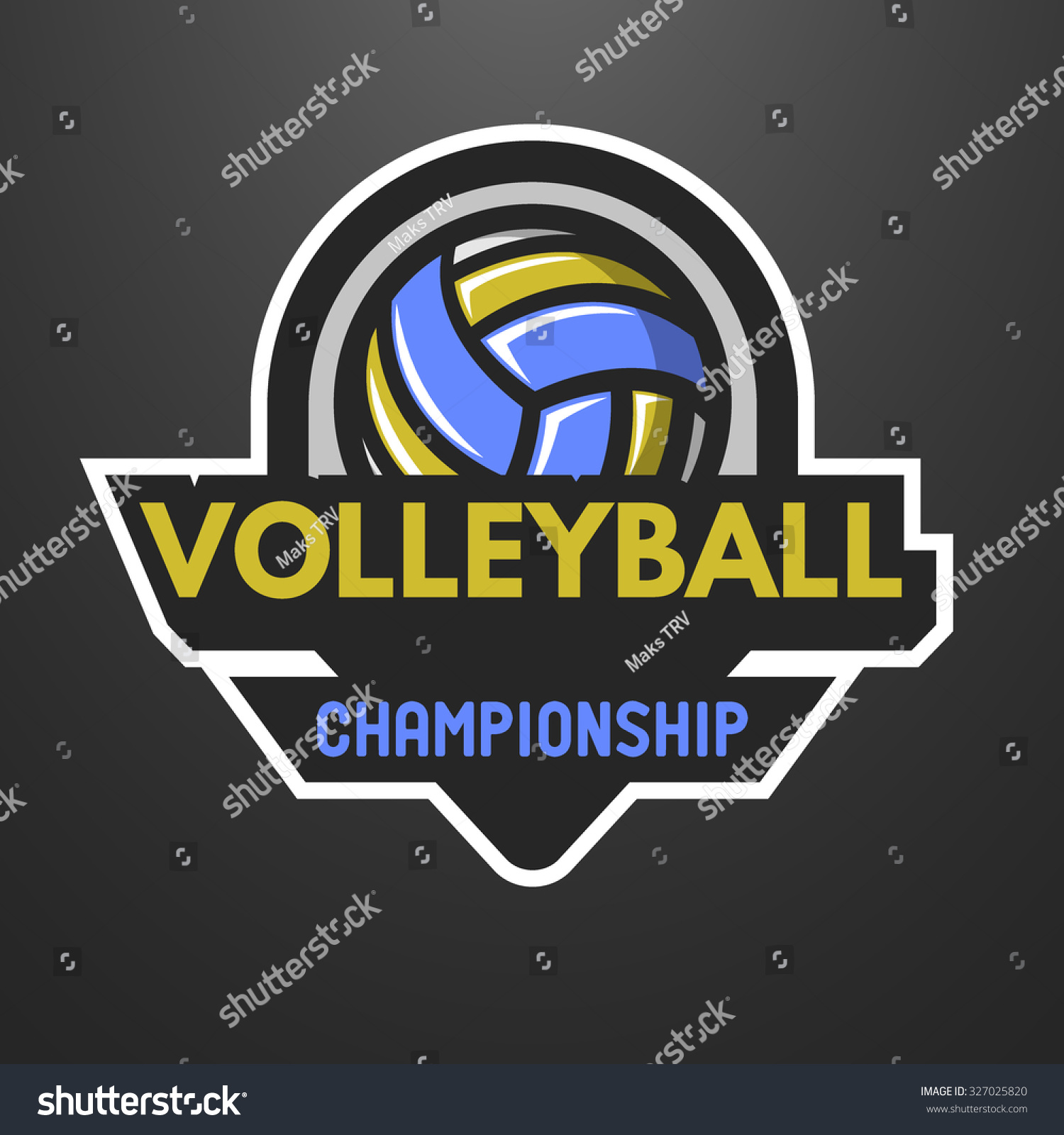 Volleyball Sports Logo Label Emblem On Stock Vector (Royalty Free ...