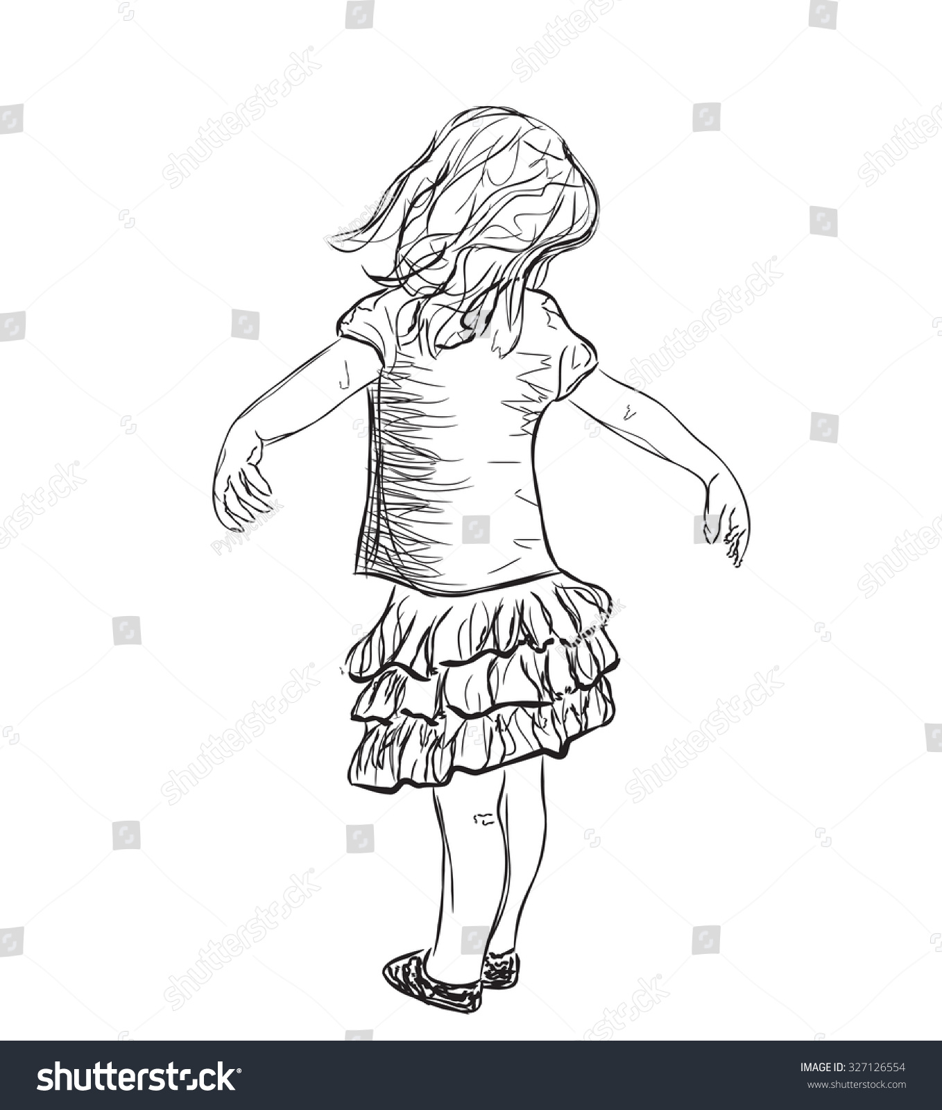Маленькая девочка в платье эскиз
