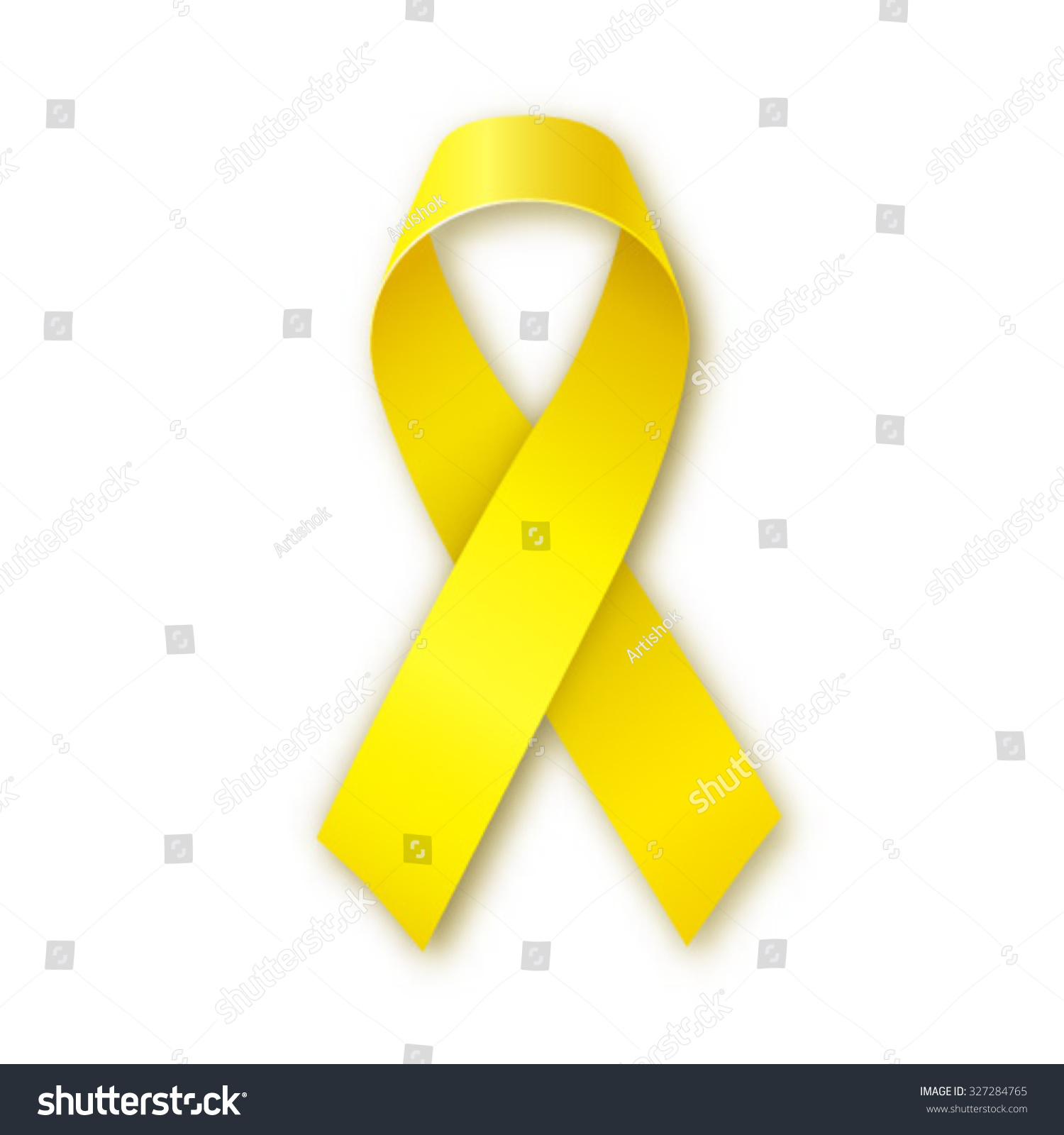 Yellow Awareness Ribbon On White Background Stock Vector (Royalty Free ...