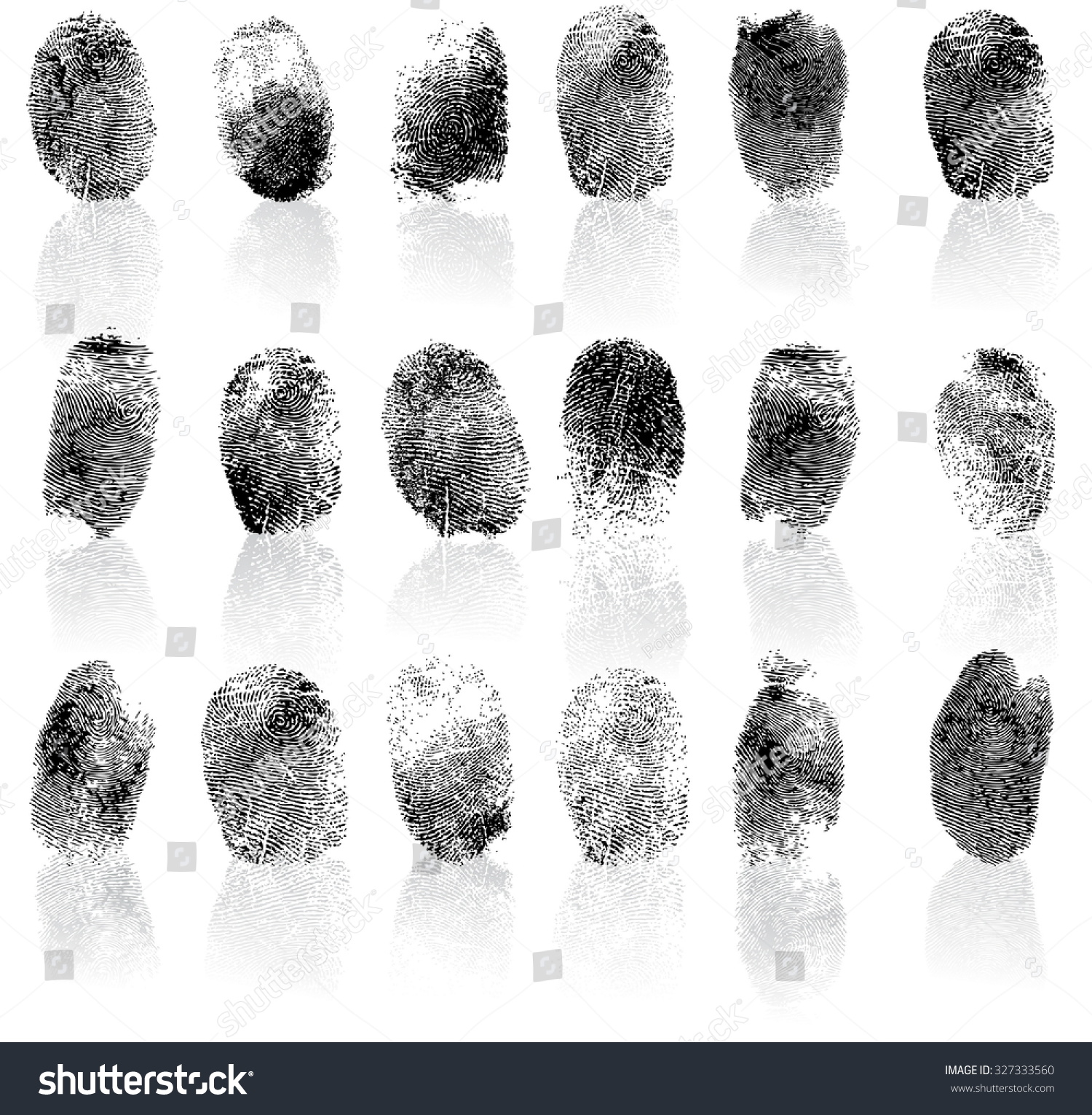 Set Fingerprints Vector Illustration Isolated On เวกเตอร์สต็อก ปลอด