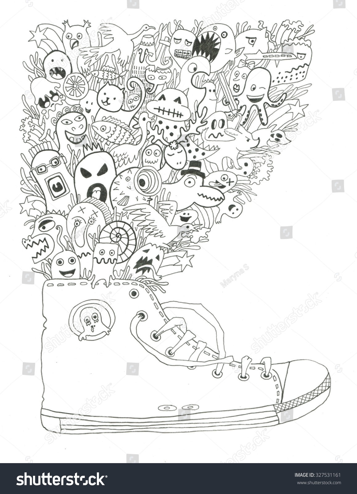 Running Shoes Coloring Page Stock Illustration   Illustration Of Book