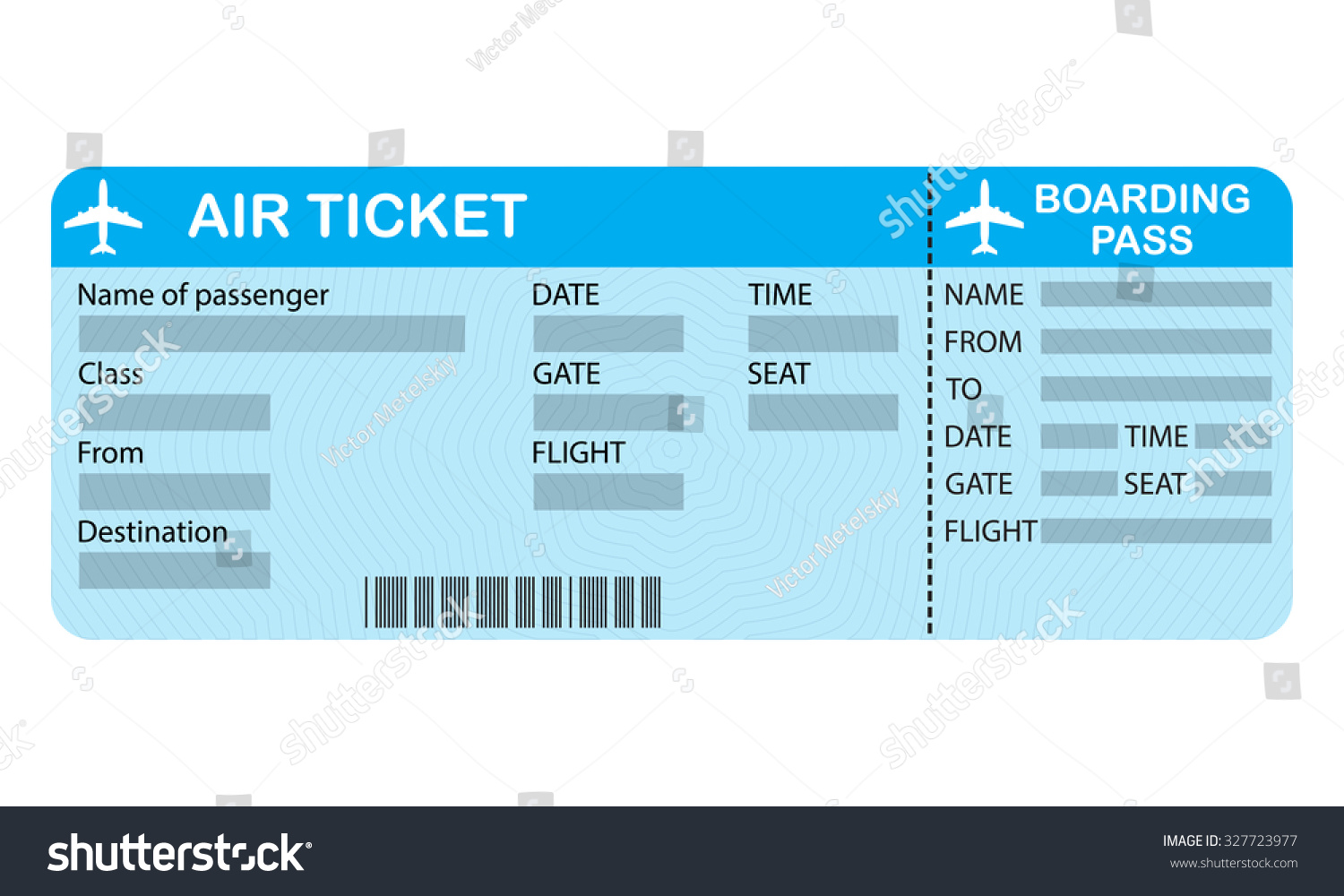 Airline Boarding Pass Ticket On White Stock Illustration 327723977 ...