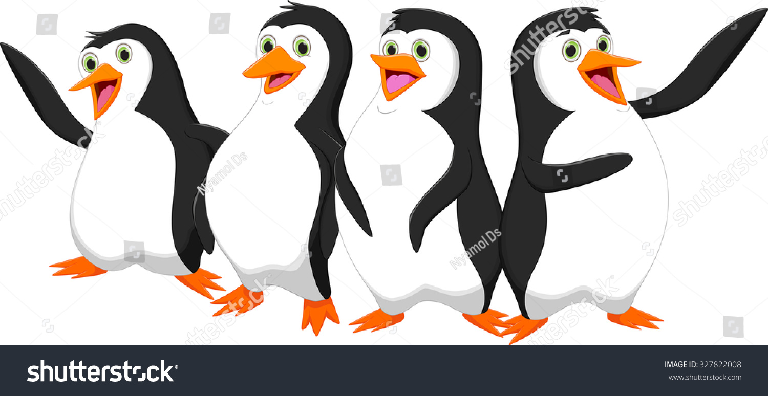 Four Cute Cartoon Penguin Stock Vector (Royalty Free) 327822008 ...